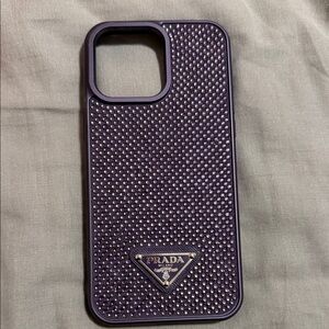 Prada Dark Purple Studded Phone Case for IPhone 15 Pro Max